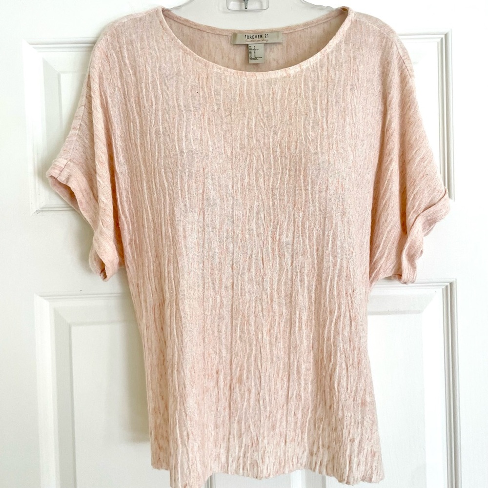 Forever 21 Contemporary Light Pink Textured Top